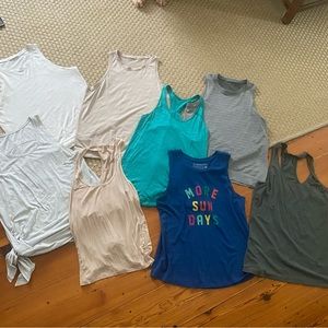 6 Lululemon tanks 1 Beyond Yoga (medium) & 1 graphic Sunshine State tank (med)